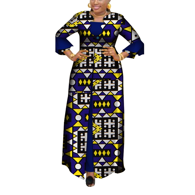 Women African print long Sleeve Evening Party  full length Dress SIZES 2 TO 8 