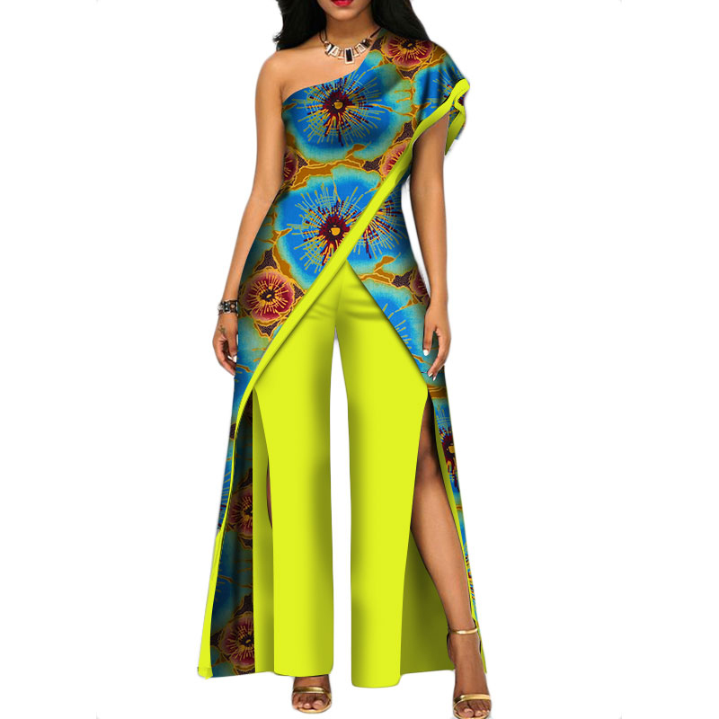 Women Sexy Off Shoulder Dashiki Jumpsuit (1)