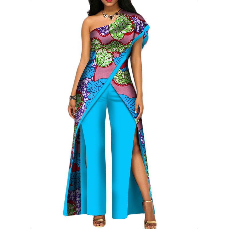 Women Sexy Off Shoulder Dashiki Jumpsuit (2)