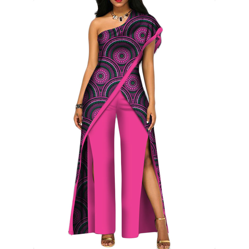 Women Sexy Off Shoulder Dashiki Jumpsuit (3)